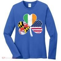 Maryland Native Irish American Flag Shamrock St Patricks Day Cute Gift Women's Long Sleeve Shirt thumb 0