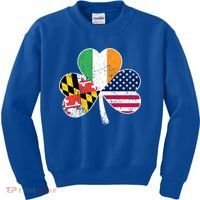 Maryland Native Irish American Flag Shamrock St Patricks Day Cute Gift Kids Sweatshirt thumb 0