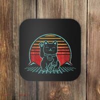 Maneki Neko Japanese Lucky Cat Retro Aesthetic Kawaii Coaster thumb 0