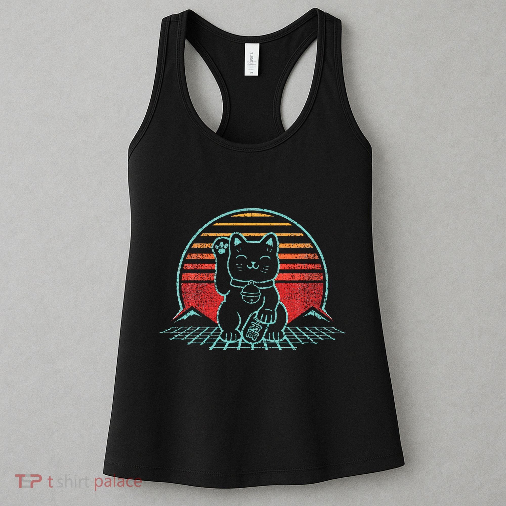Maneki Neko Japanese Lucky Cat Retro Aesthetic Kawaii Women's Tank Top