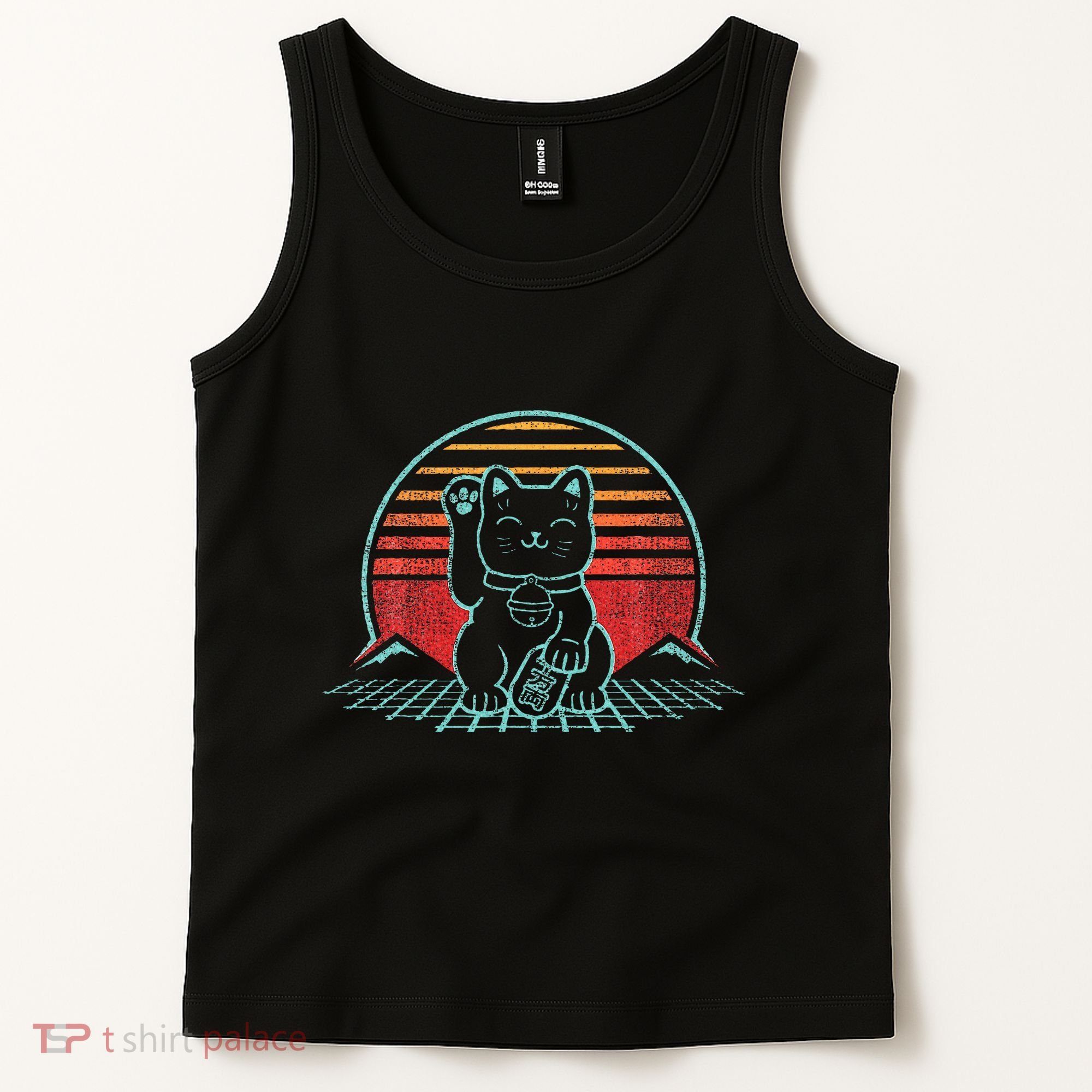 Maneki Neko Japanese Lucky Cat Retro Aesthetic Kawaii Tank Top