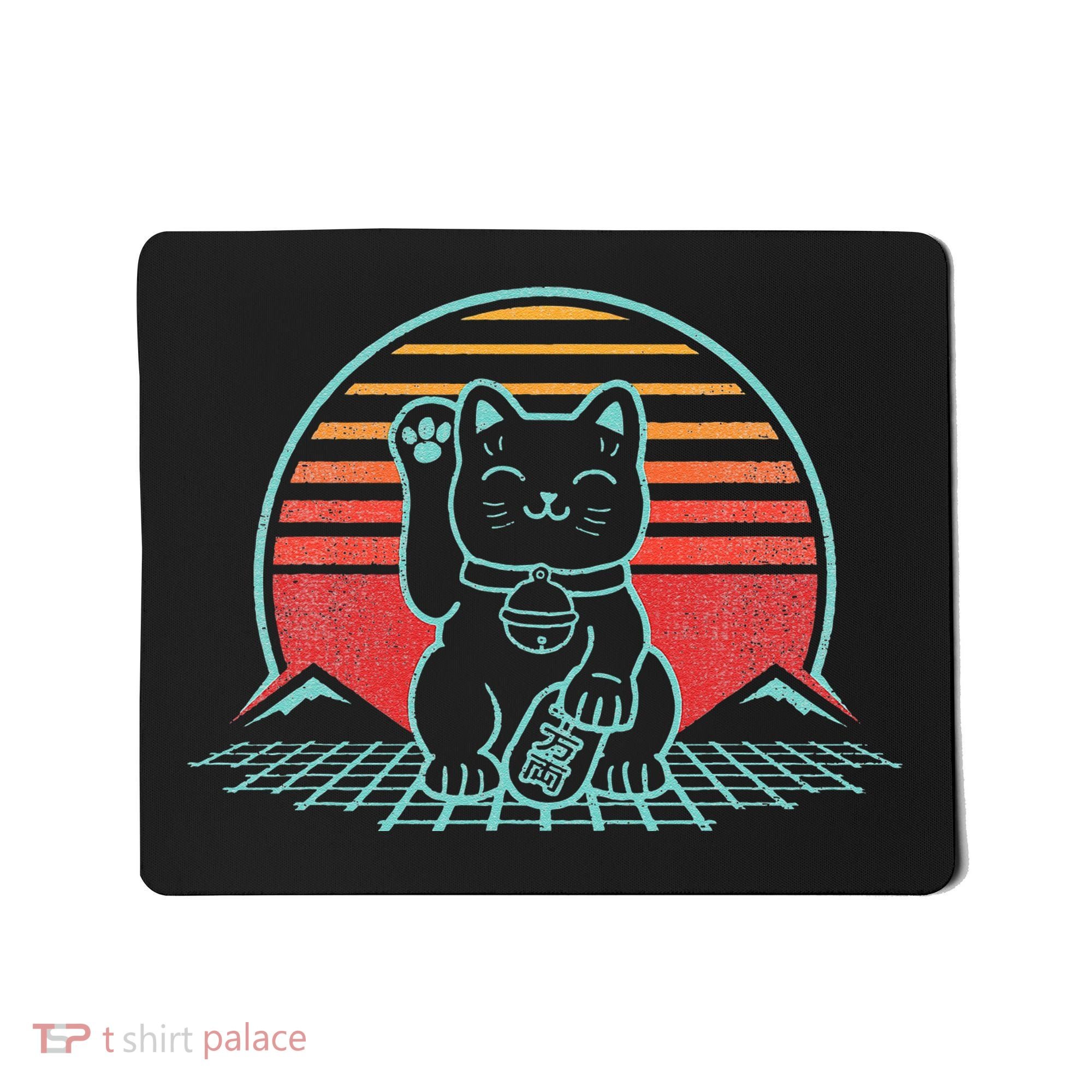 Maneki Neko Japanese Lucky Cat Retro Aesthetic Kawaii  Mousepad