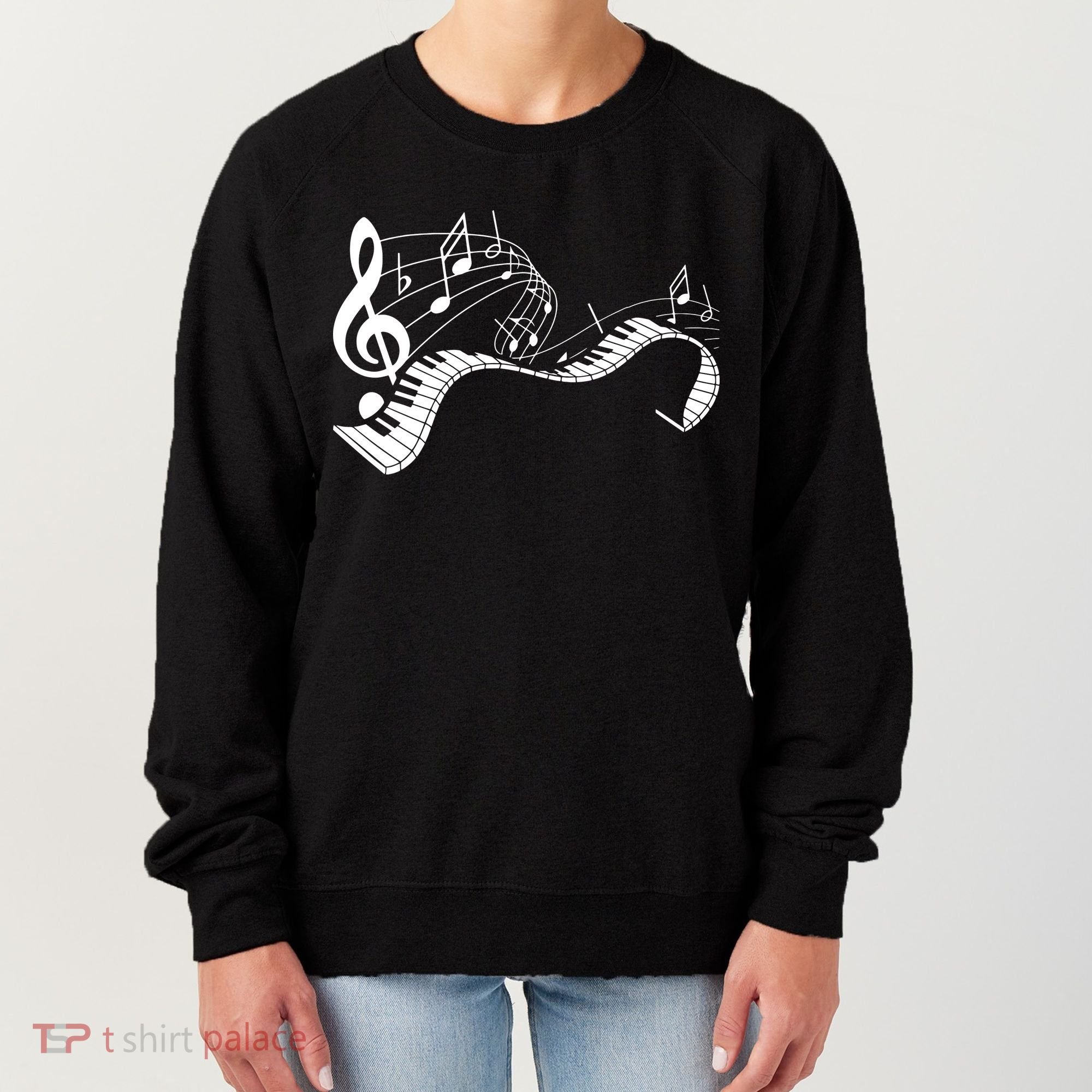 Music Notes Keyboard Pianist Classical Musician Piano Women's Sweatshirt