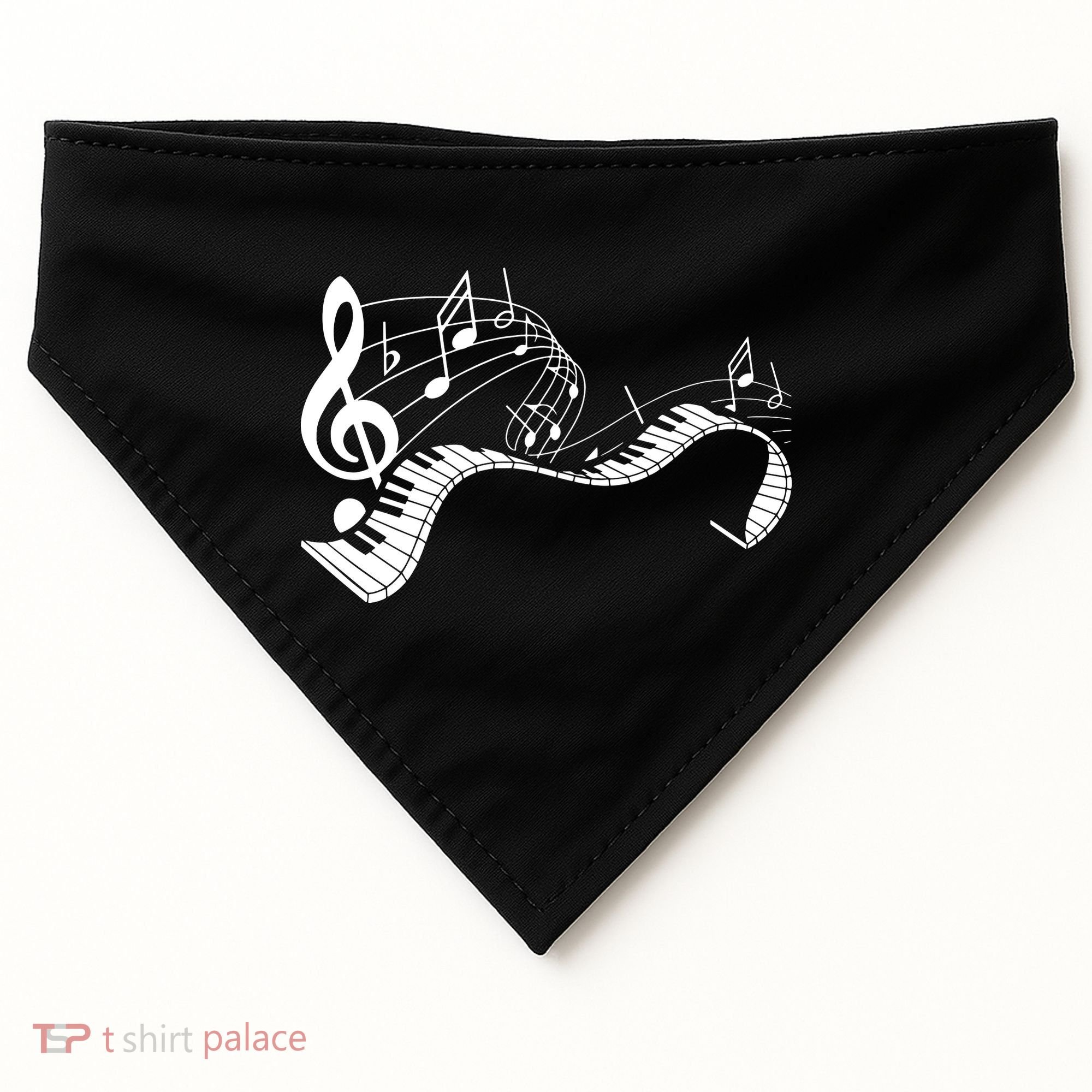 Music Notes Keyboard Pianist Classical Musician Piano USA-Made Doggie Bandana