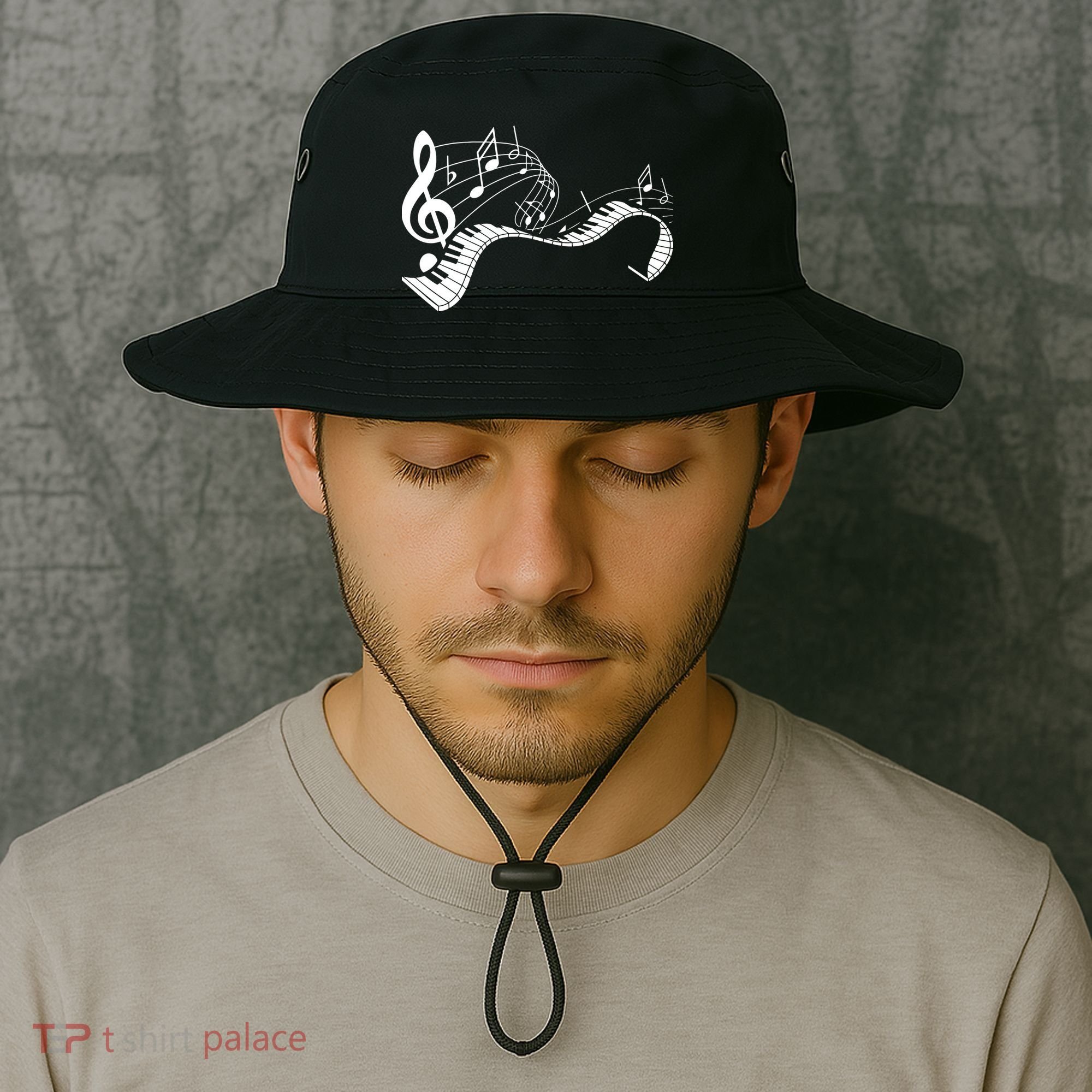Music Notes Keyboard Pianist Classical Musician Piano Bucket Hat