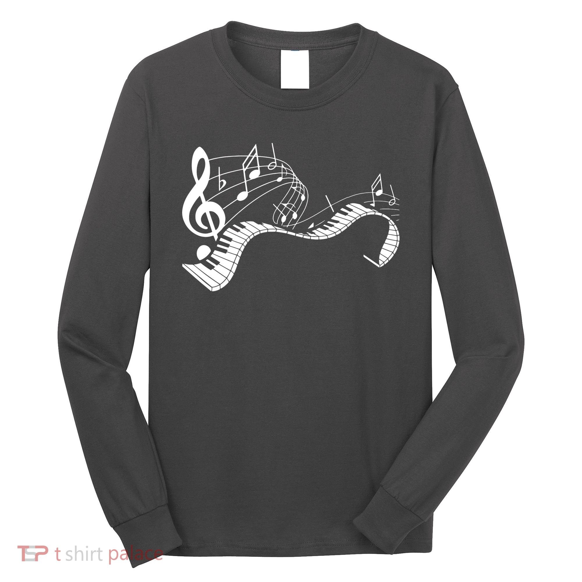 Music Notes Keyboard Pianist Classical Musician Piano Long Sleeve Shirt