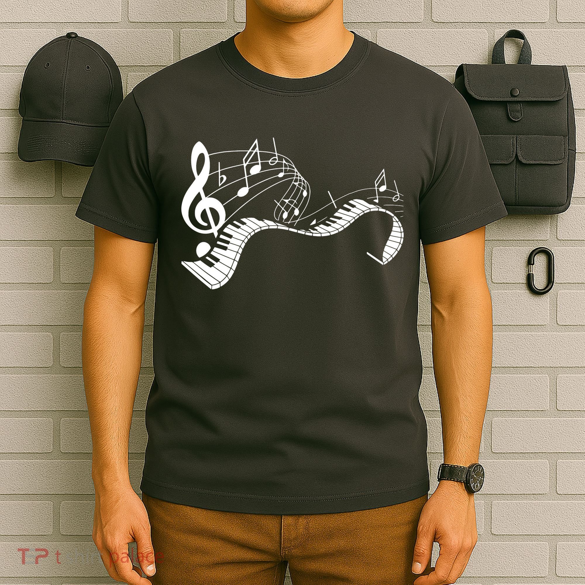Music Notes Keyboard Pianist Classical Musician Piano T-Shirt