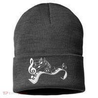Music Notes Keyboard Pianist Classical Musician Piano Sustainable Knit Beanie thumb 0