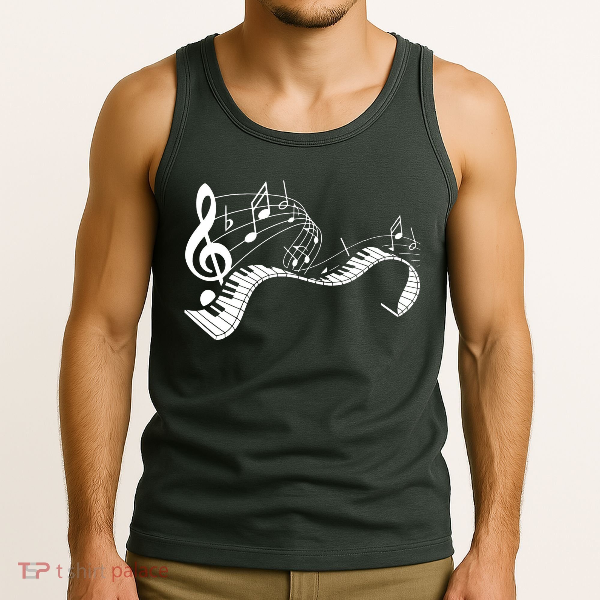 Music Notes Keyboard Pianist Classical Musician Piano Tank Top
