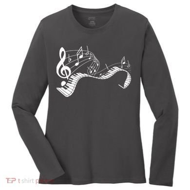 Music Notes Keyboard Pianist Classical Musician Piano Women's Long Sleeve Shirt