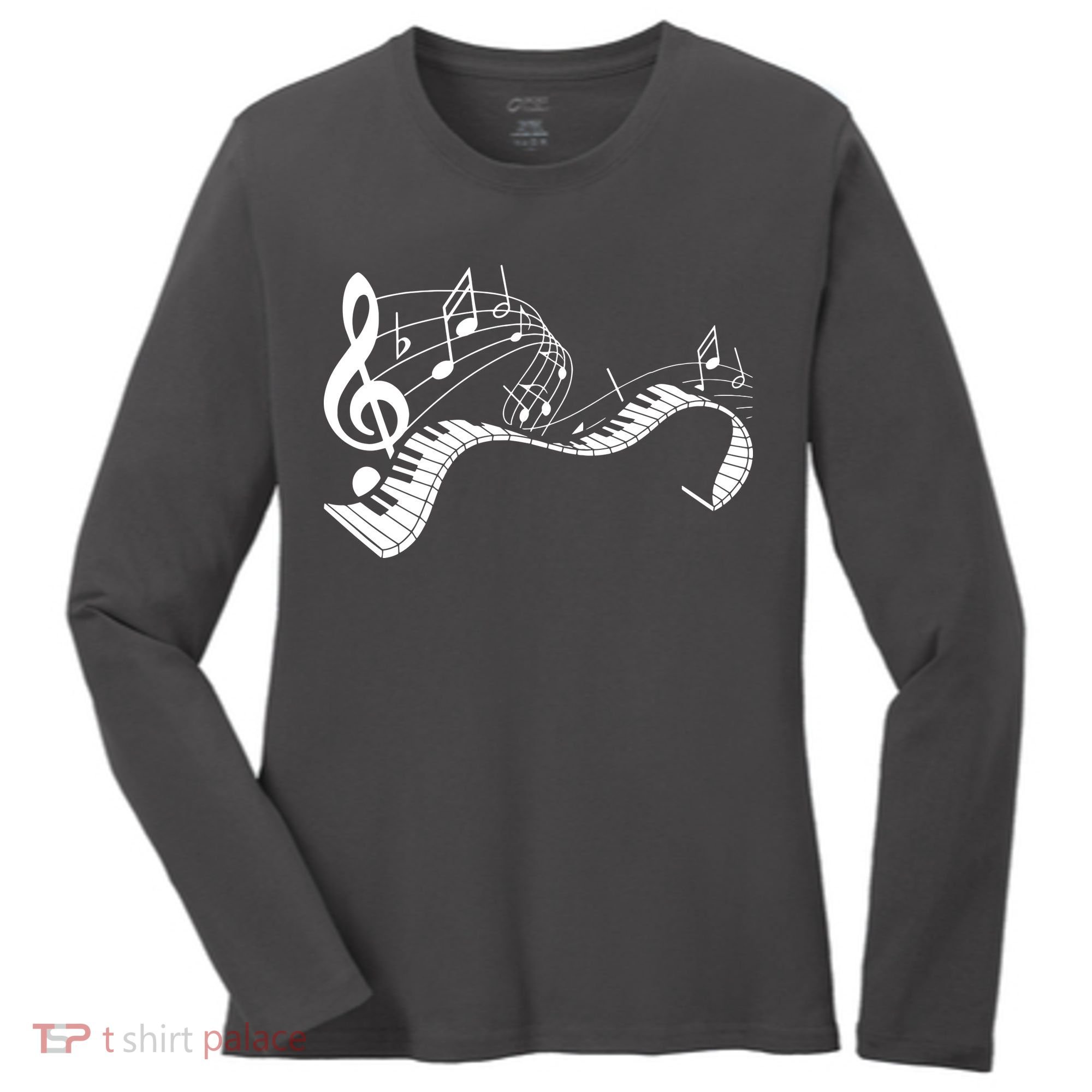 Music Notes Keyboard Pianist Classical Musician Piano Women's Long Sleeve Shirt
