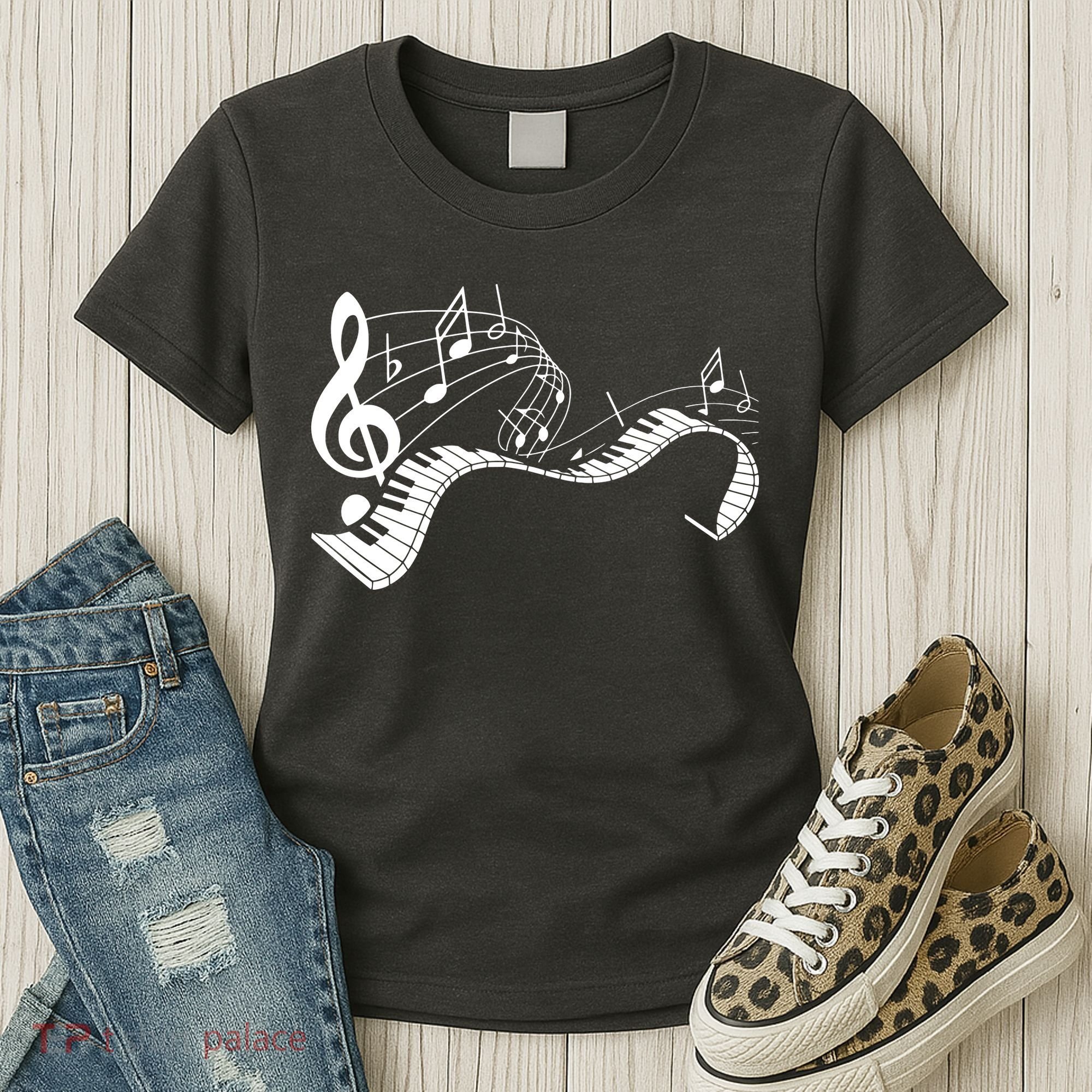 Music Notes Keyboard Pianist Classical Musician Piano Women's T-Shirt