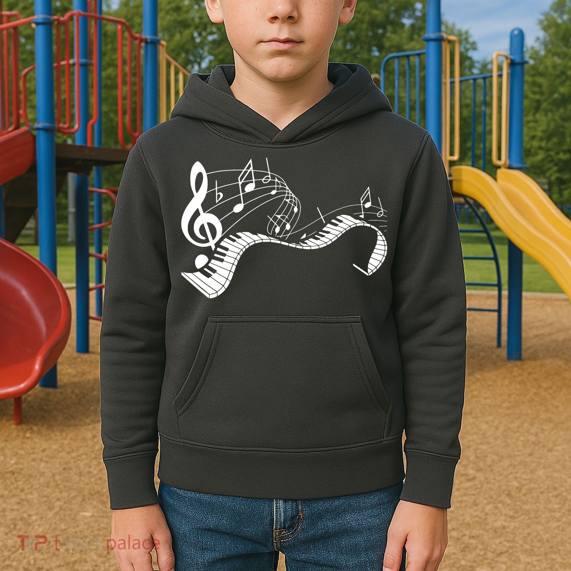 Music Notes Keyboard Pianist Classical Musician Piano Kids Hoodie