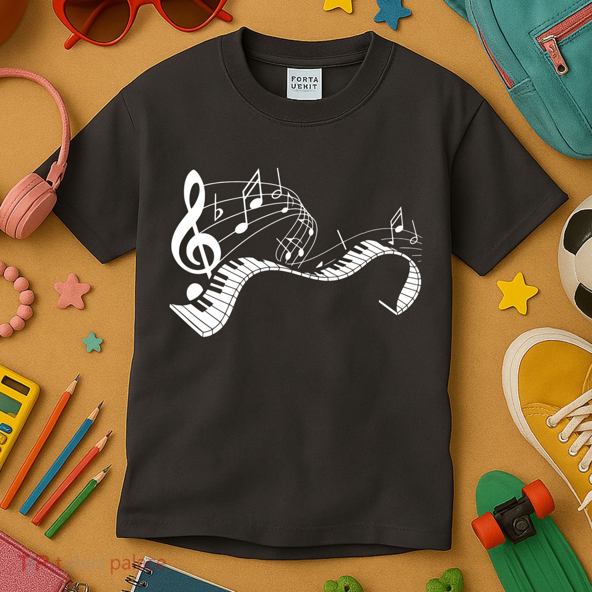 Music Notes Keyboard Pianist Classical Musician Piano Kids T-Shirt