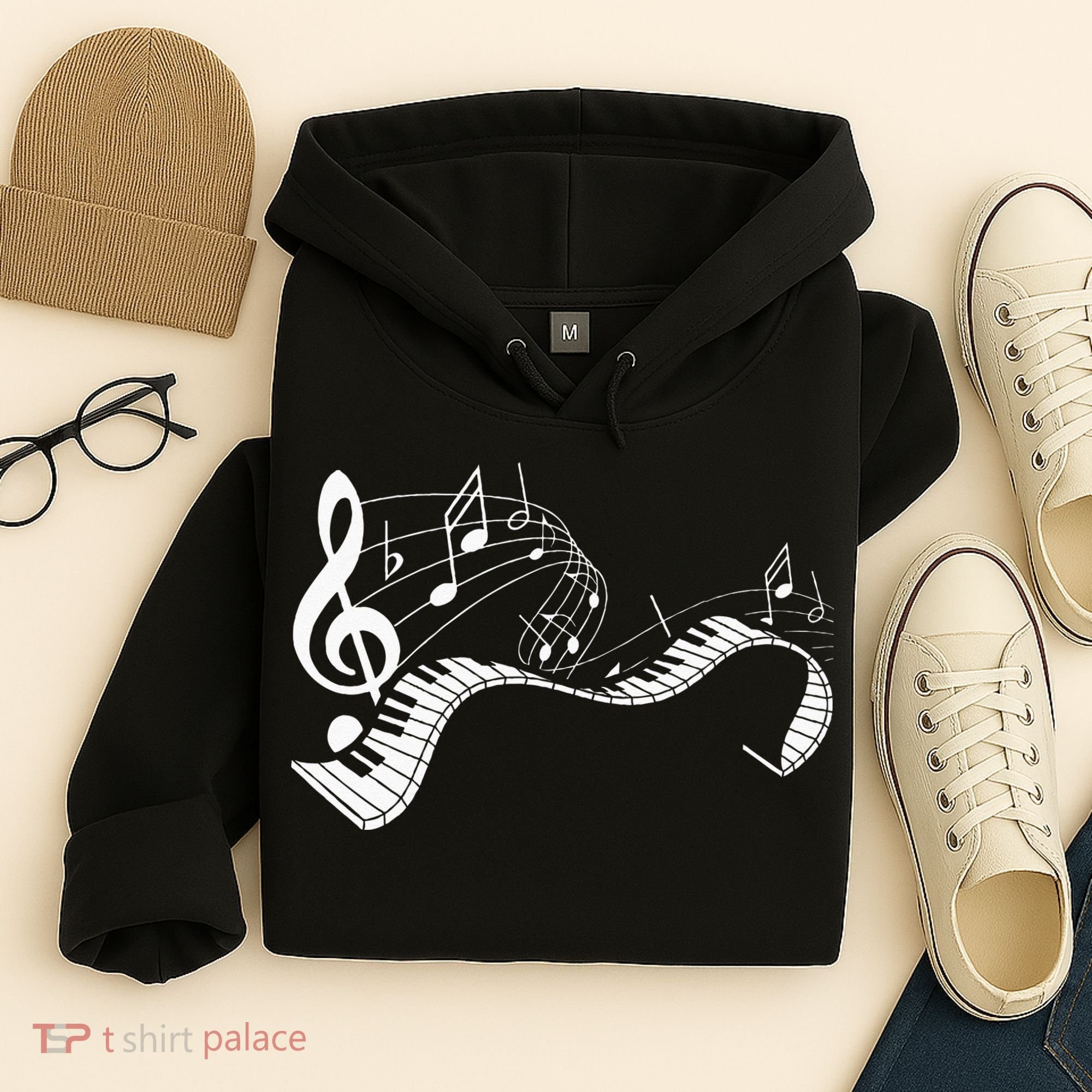 Music Notes Keyboard Pianist Classical Musician Piano Hoodie