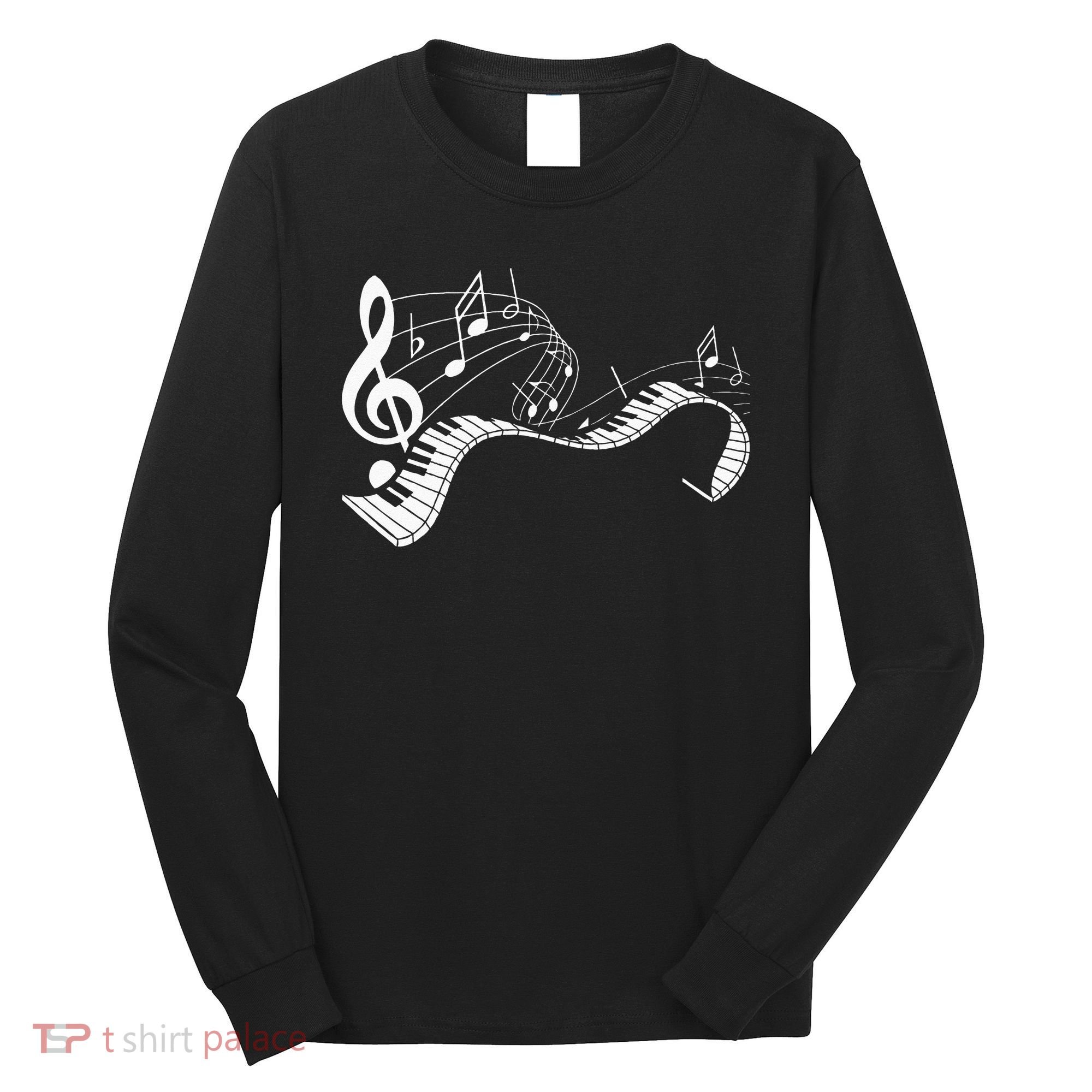 Music Notes Keyboard Pianist Classical Musician Piano Long Sleeve Shirt