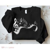Music Notes Keyboard Pianist Classical Musician Piano Sweatshirt thumb 2