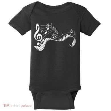 Music Notes Keyboard Pianist Classical Musician Piano Baby Bodysuit