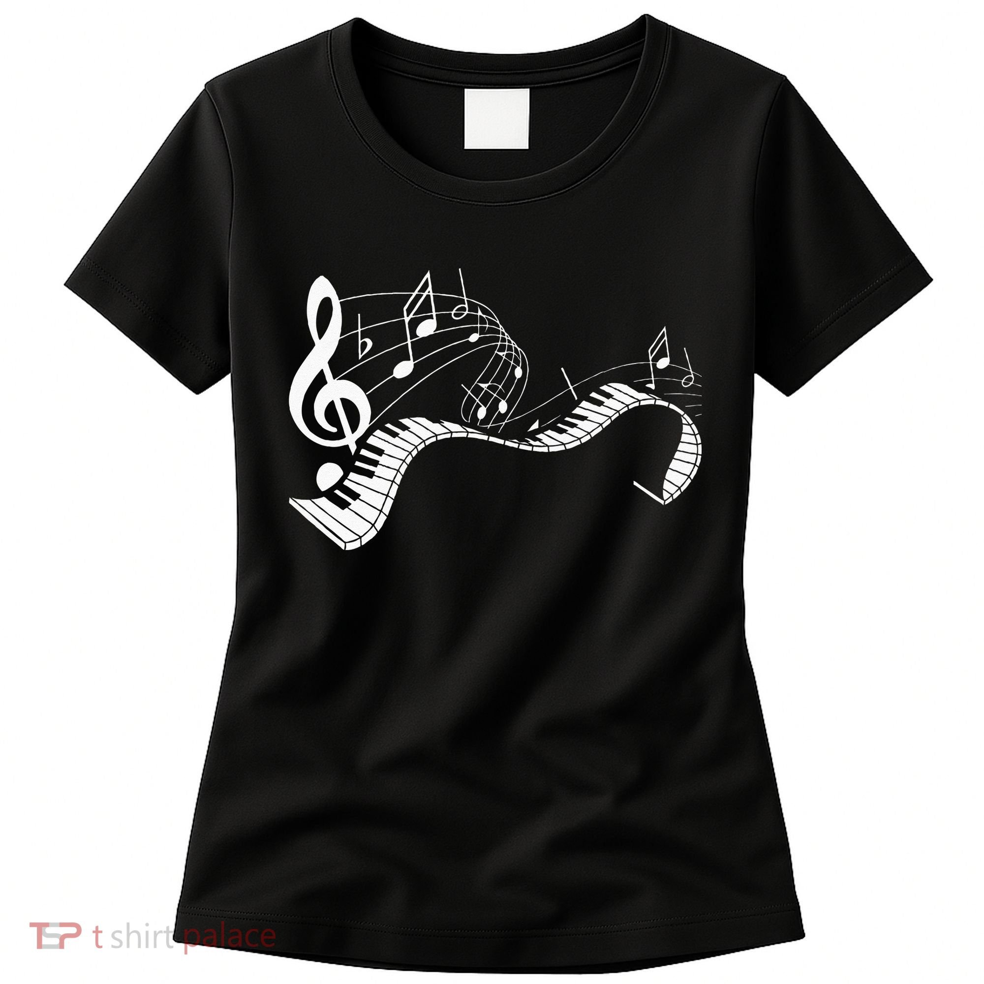 Music Notes Keyboard Pianist Classical Musician Piano Women's T-Shirt