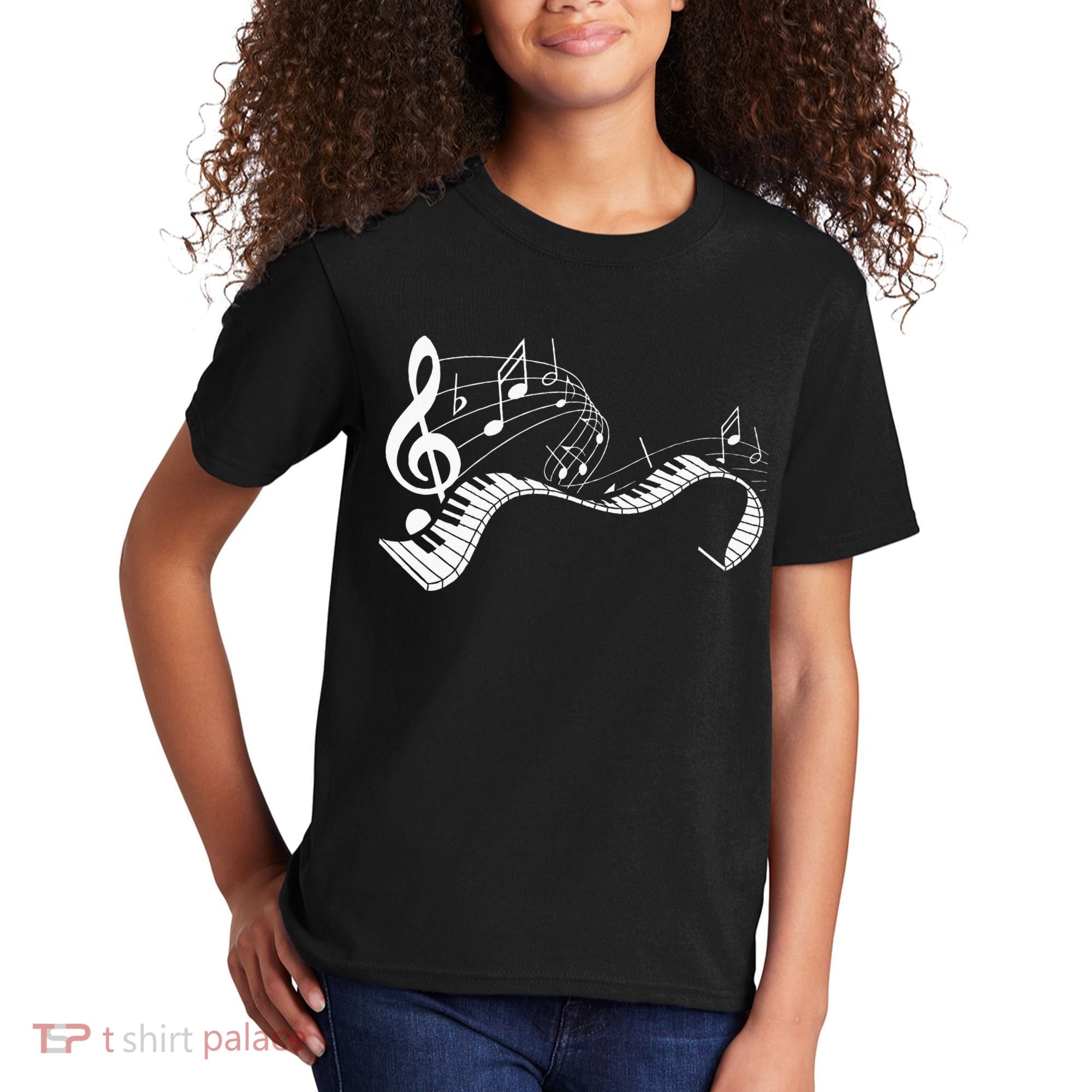 Music Notes Keyboard Pianist Classical Musician Piano Kids T-Shirt