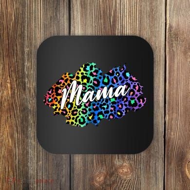 Mama Neon Leopard Print Cute Gift Coaster