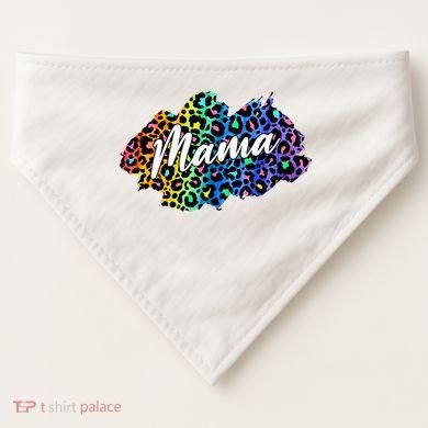 Mama Neon Leopard Print Cute Gift USA-Made Doggie Bandana