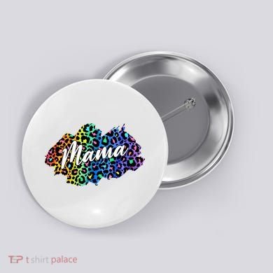 Mama Neon Leopard Print Cute Gift Button