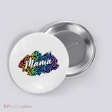 Mama Neon Leopard Print Cute Gift Button