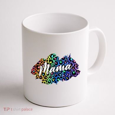 Mama Neon Leopard Print Cute Gift Coffee Mug back