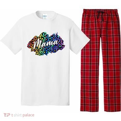 Mama Neon Leopard Print Cute Gift Pajama Set