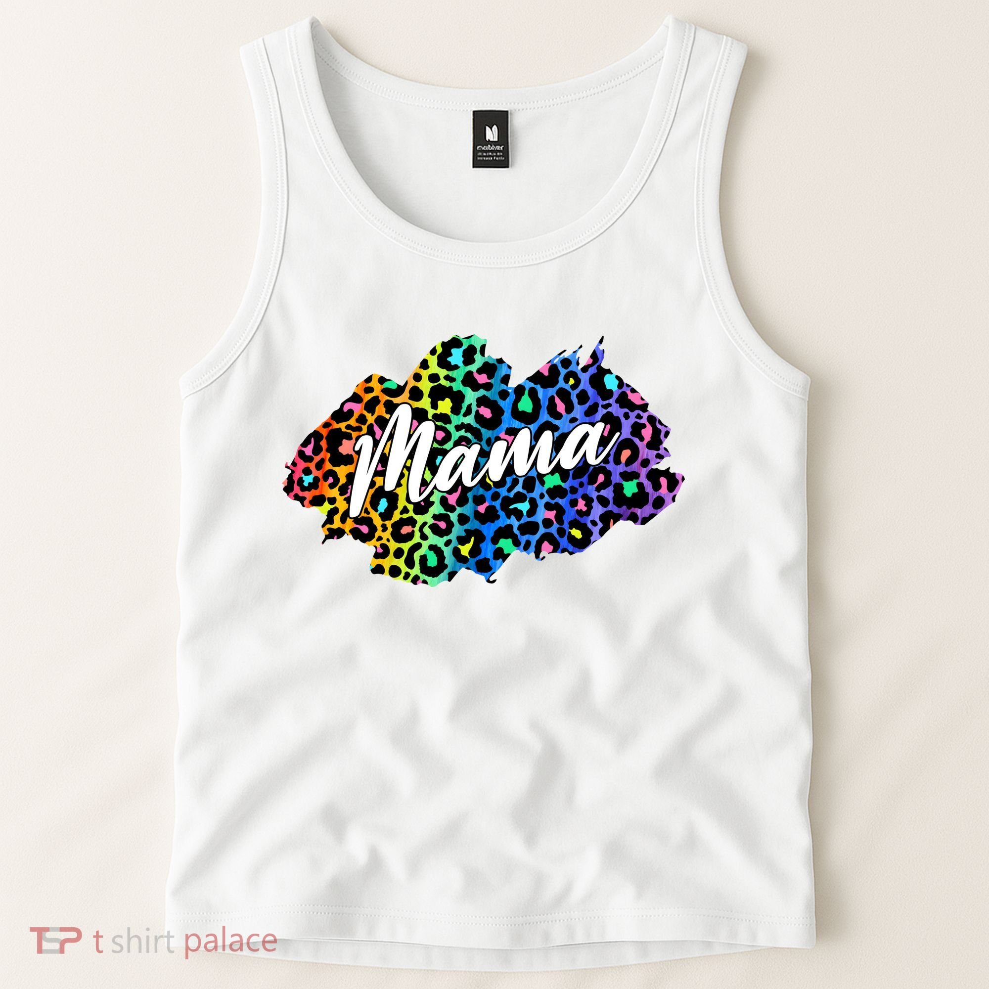 Mama Neon Leopard Print Cute Gift Tank Top