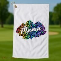 Mama Neon Leopard Print Cute Gift Golf Towel thumb 1