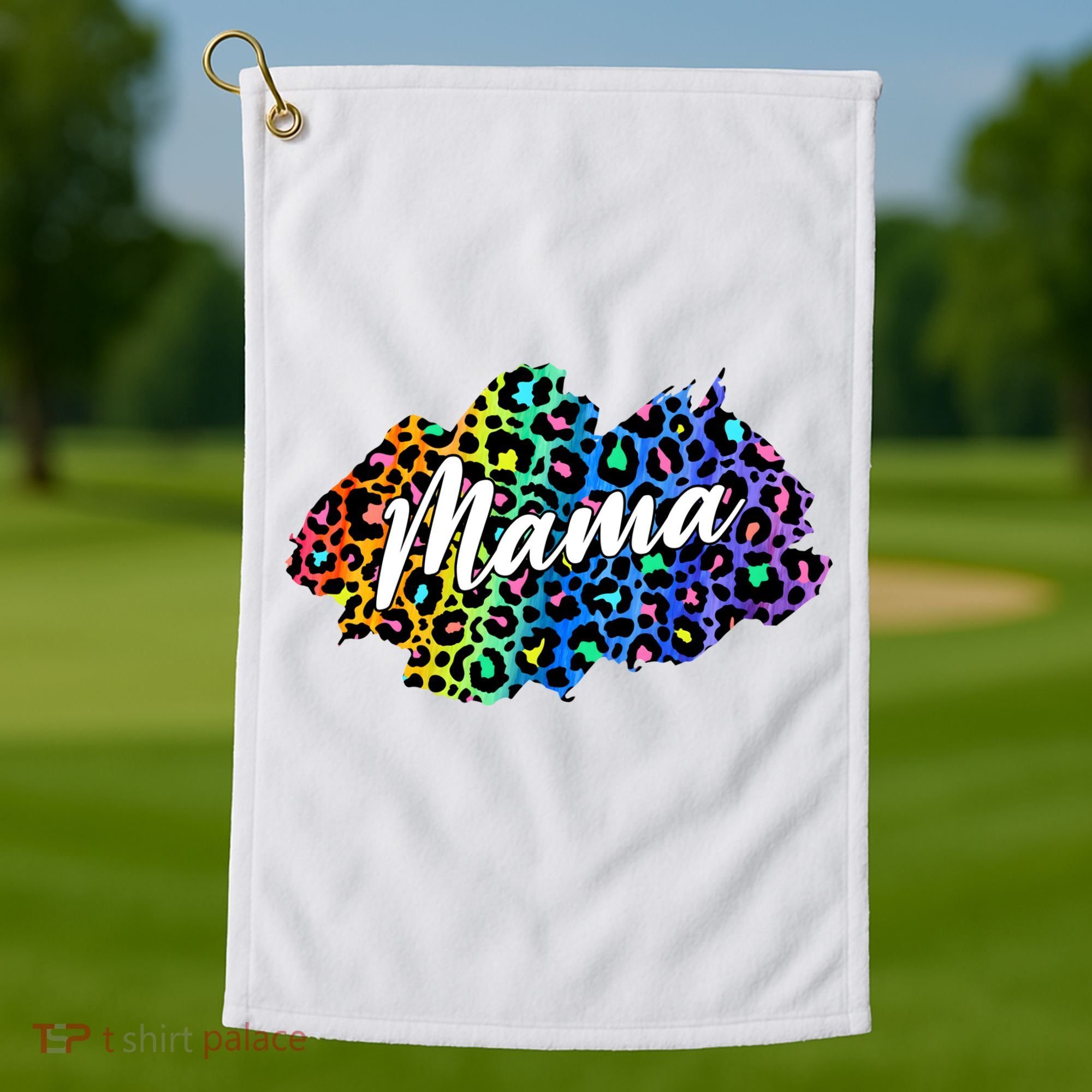 Mama Neon Leopard Print Cute Gift Golf Towel