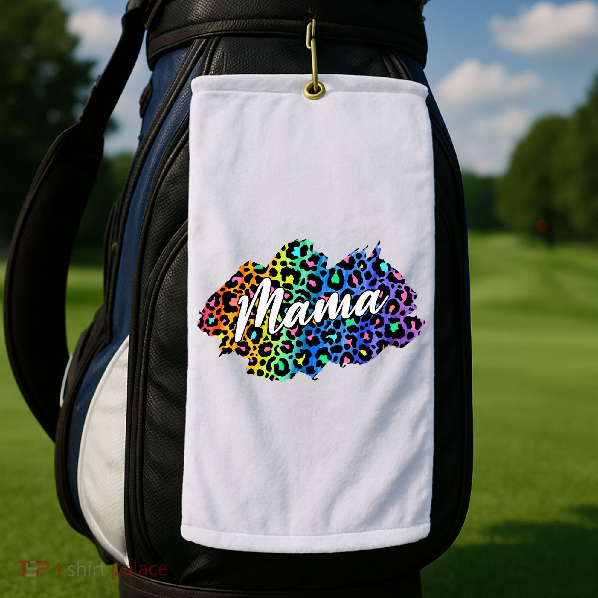 Mama Neon Leopard Print Cute Gift Golf Towel