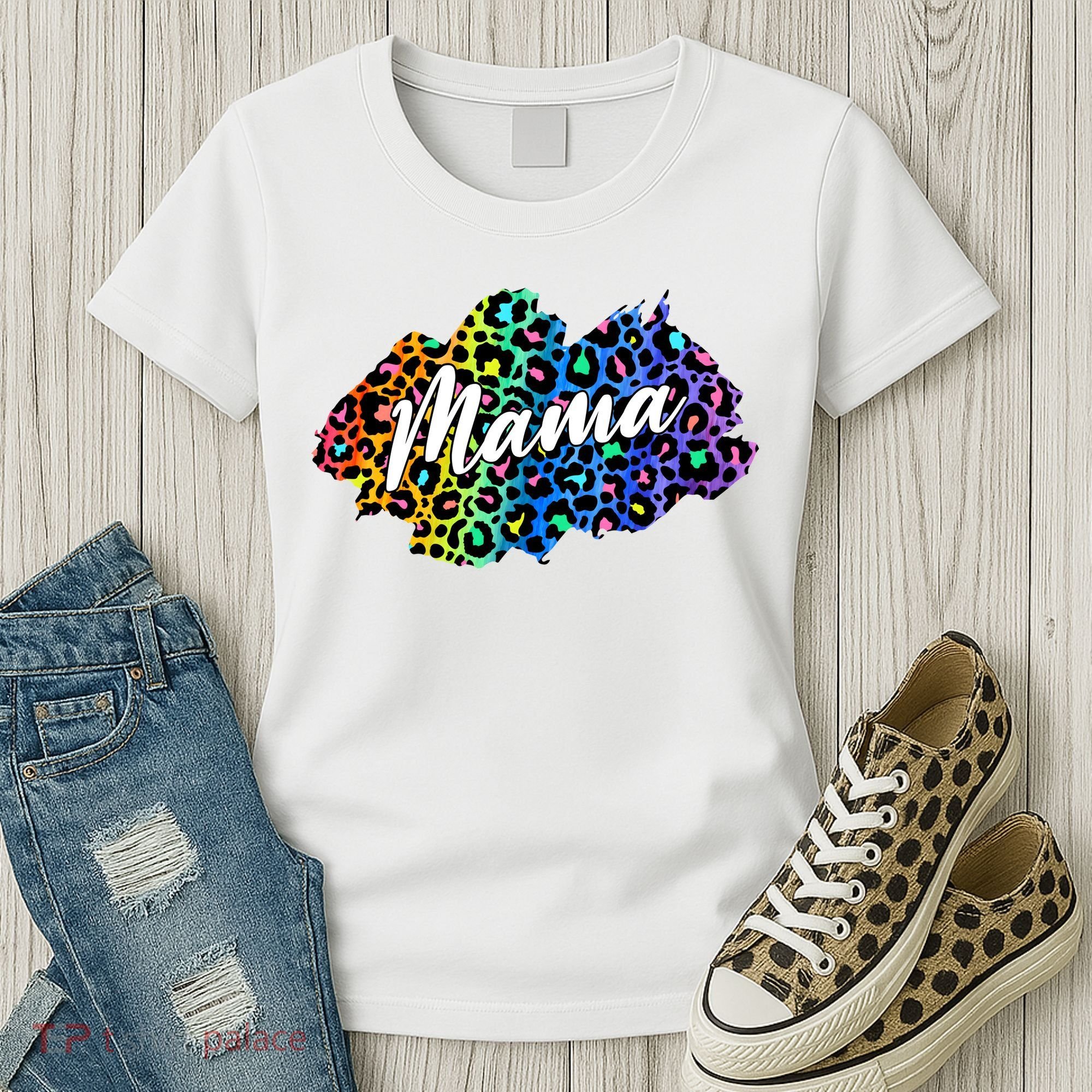 Mama Neon Leopard Print Cute Gift Women's T-Shirt