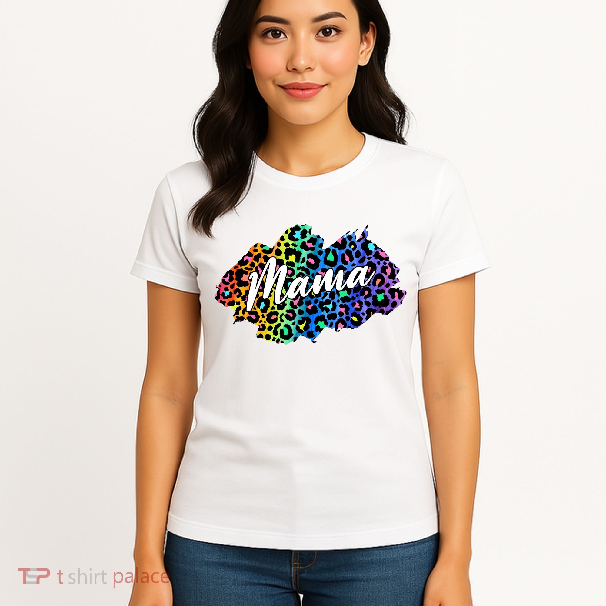 Mama Neon Leopard Print Cute Gift Women's T-Shirt
