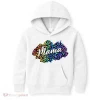 Mama Neon Leopard Print Cute Gift Kids Hoodie thumb 0