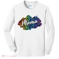 Mama Neon Leopard Print Cute Gift Kids Long Sleeve Shirt thumb 0