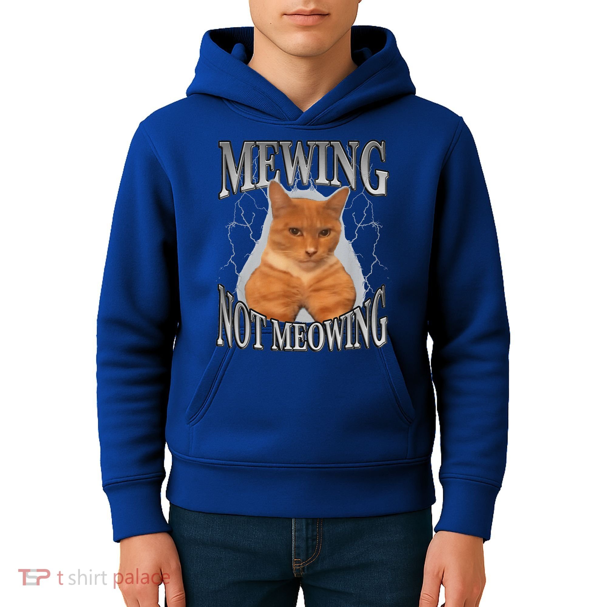 Mewing Not Meowing Kids Hoodie