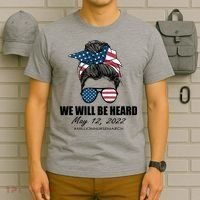 Million Nurse March We Will Be Heard Messy Bun USA T-Shirt thumb 6
