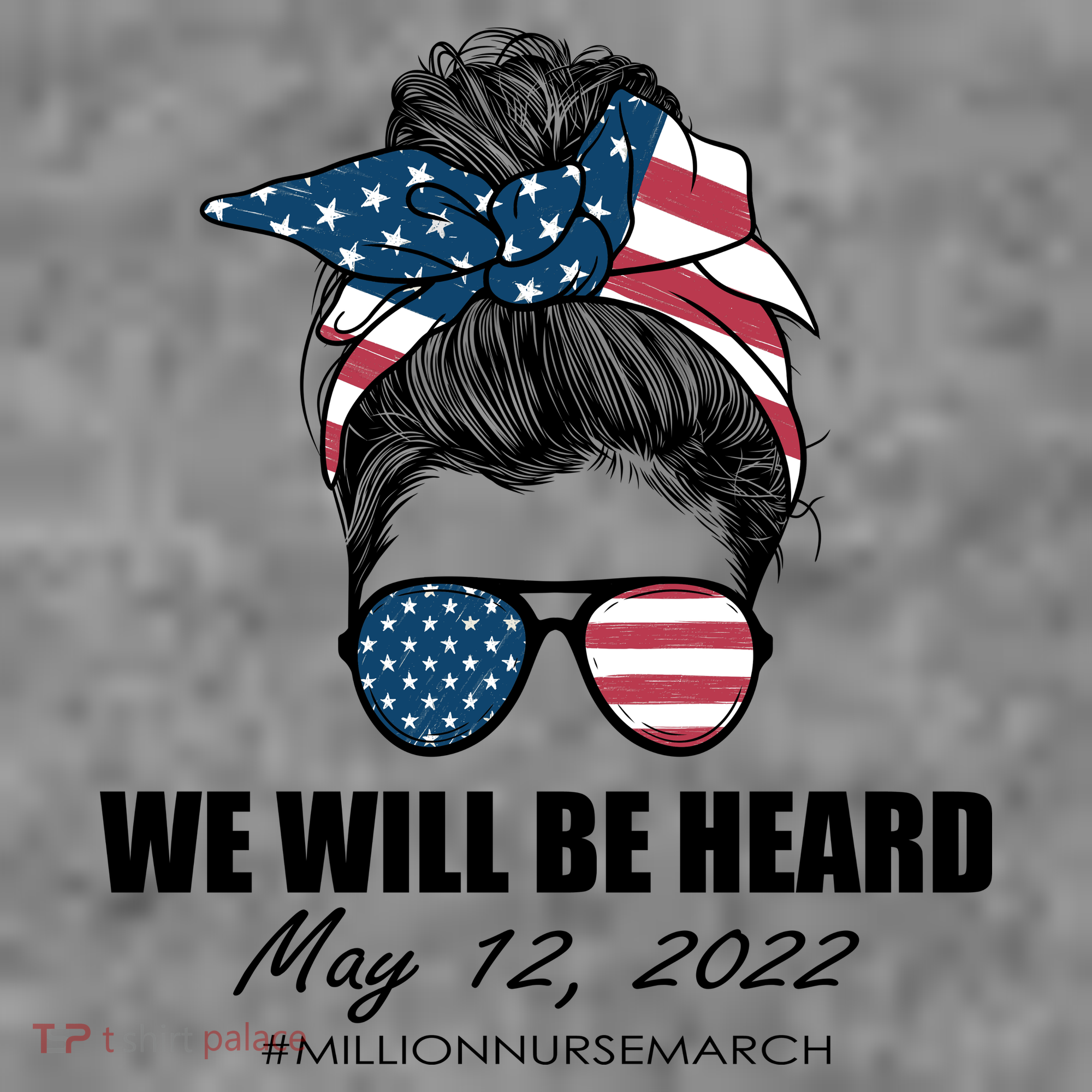 Million Nurse March We Will Be Heard Messy Bun USA Kids Sweatshirt