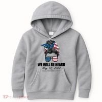 Million Nurse March We Will Be Heard Messy Bun USA Kids Hoodie thumb 0