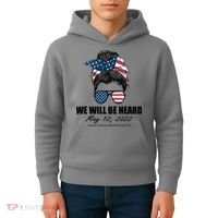 Million Nurse March We Will Be Heard Messy Bun USA Kids Hoodie thumb 4