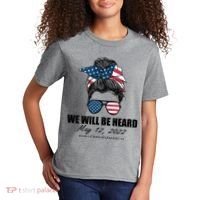 Million Nurse March We Will Be Heard Messy Bun USA Kids T-Shirt thumb 2