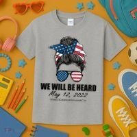 Million Nurse March We Will Be Heard Messy Bun USA Kids T-Shirt thumb 3