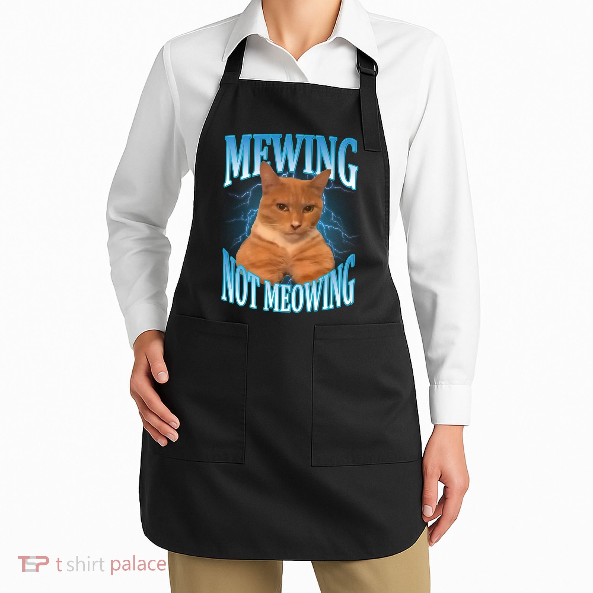 Mewing Not Meowing Funny Cat Meme Apron