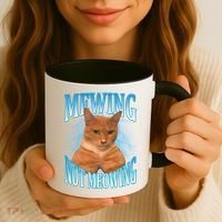 Mewing Not Meowing Funny Cat Meme Coffee Mug thumb 3