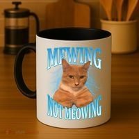 Mewing Not Meowing Funny Cat Meme Coffee Mug thumb 4