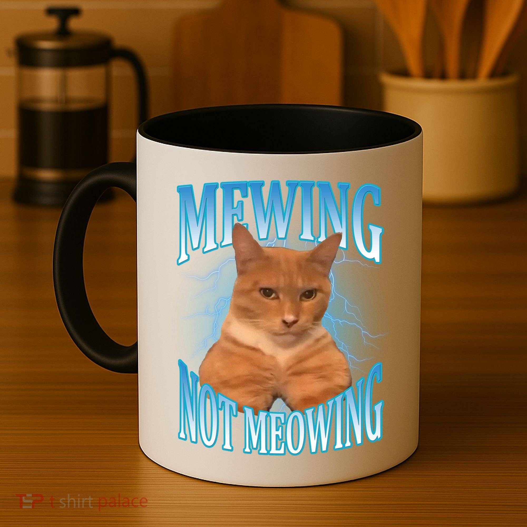 Mewing Not Meowing Funny Cat Meme Coffee Mug