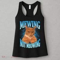 Mewing Not Meowing Funny Cat Meme Women's Tank Top thumb 3